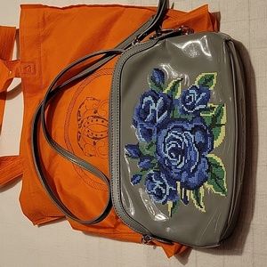 Sharif Gray crossbody bag Blue roses